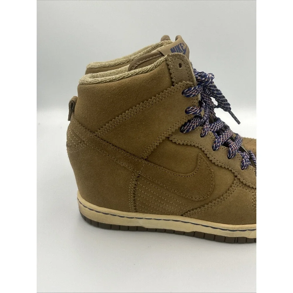 Nike Dunk High Sky Hi Brown Suede Filbert Sz 8 528899-201 Hidden Wedge Lace Up